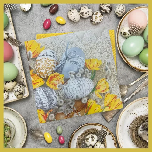 Miniatura 5 de Servilletas de papel de Pascua de 13 x 13 pulgadas, 20 unidades, servilletas de cóctel de cereza impresas de 3 capas para fiestas, servilletas