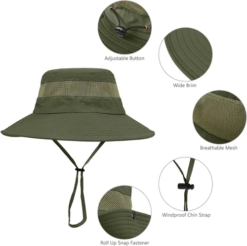 Miniatura 6 de Paquete de 2 sombreros Boonie para hombres y mujeres con protección UV UPF 50+ para pesca, senderismo y jardinería