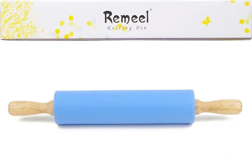 Miniatura 8 de Rodillo de silicona para hornear, antiadherente, rodillo para masa, mango de madera, accesorios de cocina, rodillo para pastelería