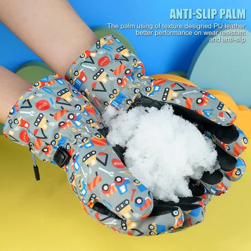 Miniatura 8 de Andake - Guantes de nieve impermeables y transpirables para niños de 2 a 7 años, guantes abrigados de esquí para invierno, mitones para niños y niñas