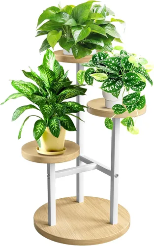 Miniatura 9 de GEEBOBO Soporte para Plantas de 3 Niveles para Interiores, Soportes de Metal y Madera para Plantas de Interior Múltiples, Estante Escalonado