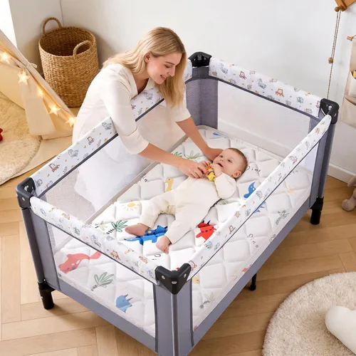 Miniatura 2 de Lillibearas Colchón Pack and Play de 38 x 26 x 1.5 pulgadas, soporte firme y espuma cómoda, colchones suaves para bebés y niños pequeños, artículos