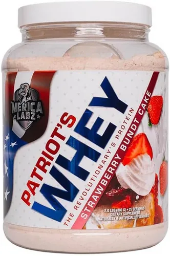 'Merica Labz Patriot's Whey, proteína de The Revolutionary's Protein, 0.88 oz de proteína, 25 porciones (pastel de fresa Bundt)