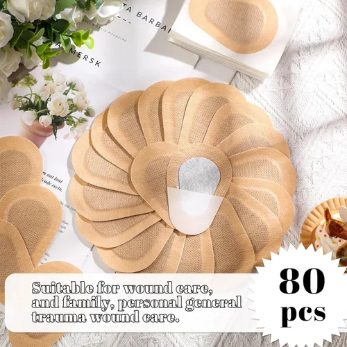 Miniatura 2 de 80 parches adhesivos para los ojos, almohadillas desechables para adultos, vendajes adhesivos sin látex (3.3 x 2.3 pulgadas, color nudo)