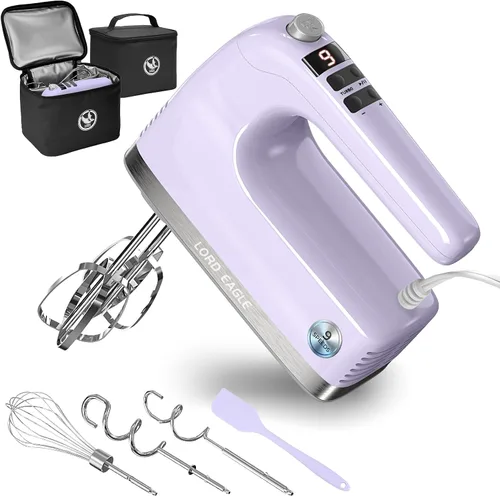 Miniatura 14 de Lord Eagle Batidora de mano digital de 9 velocidades, mezclador de cocina con motor de CC de 500 W para hornear pasteles, batidores de huevos Blanco