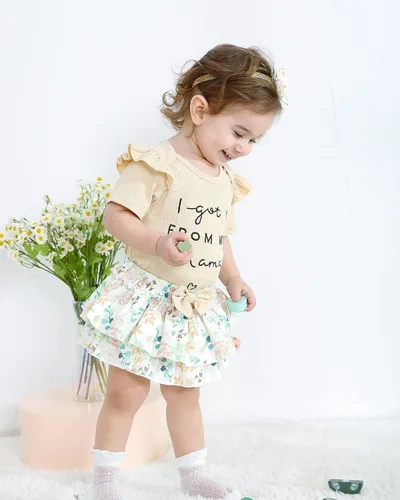 Miniatura 83 de Mioglrie Conjunto de ropa para bebé recién nacida, conjunto de pantalones cortos, conjunto floral de verano, ropa de bebé linda para niña
