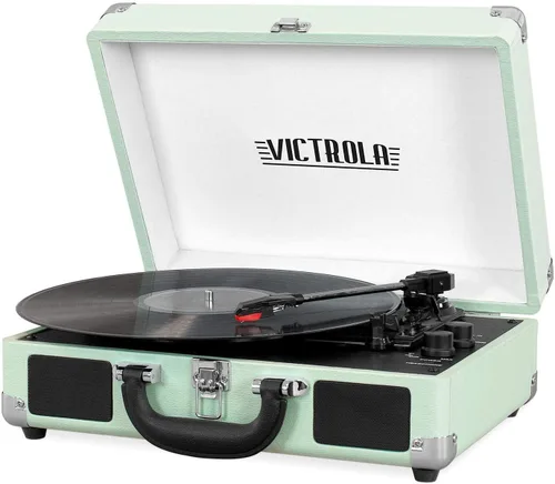 Miniatura 20 de Victrola Journey Tocadiscos Portátil de Maleta con Bluetooth – con Altavoces Integrados, Tocadiscos de Vinilo de 3 Velocidades, Salida RCA, Conector