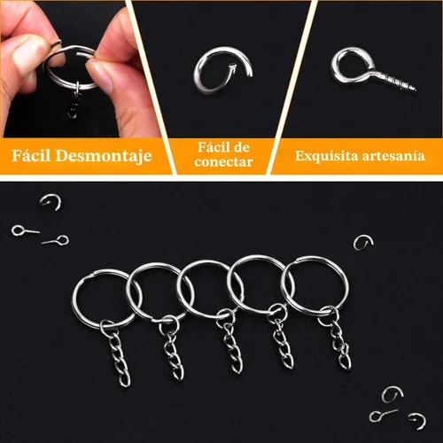 Miniatura 5 de Flasoo - 360 llaveros para manualidades, incluye llaveros con cadena, anillos de salto, pasadores de ojo de tornillo para hacer llaveros de bricolaje