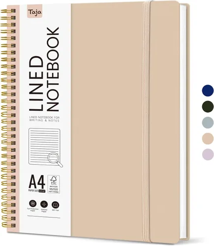 Miniatura 34 de Taja Cuaderno con forro en espiral, cuadernos de 8.5 x 11 pulgadas para trabajo, diario grande A4 para mujeres y hombres, cuaderno de diario
