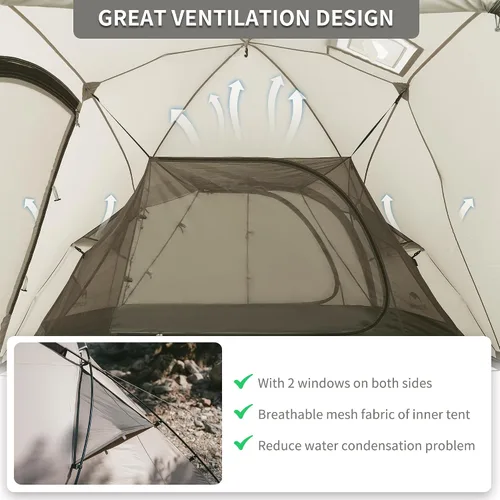 Miniatura 6 de Naturehike Massif - Tienda de campaña caliente con gato para estufa, resistente al viento, resistente al viento, para 4 estaciones, para 2/4
