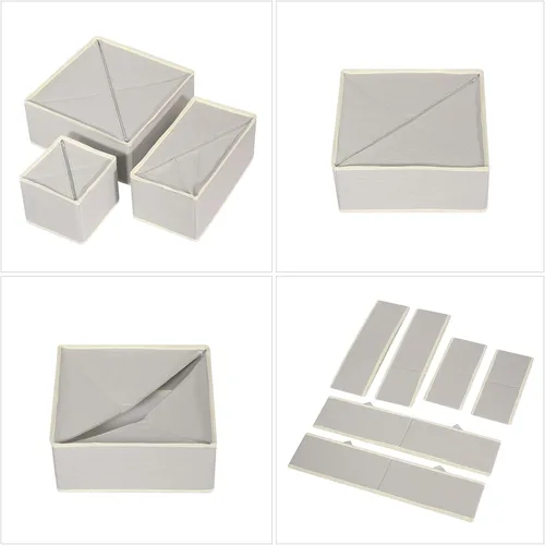 Miniatura 4 de DIOMMELL Juego de 24 cajas de almacenamiento de tela plegables para armario, aparador, cajón, cestas de tela, contenedores divisores para ropa