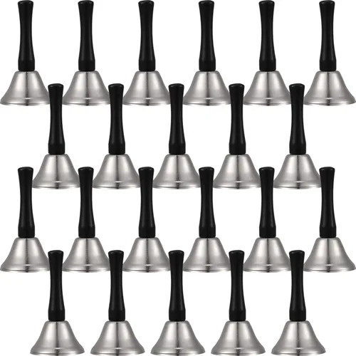 Miniatura 8 de 24 campanas de mano de acero plateado, mango de madera negra, campanas de metal diatónico, percusión musical (dorado)