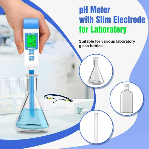 Miniatura 4 de Medidor de pH para Agua Probador de pH Digital con Sonda de pH de 4.6in Medidor de pH de Laboratorio Lector de pH con ATC para Enlatado Kit