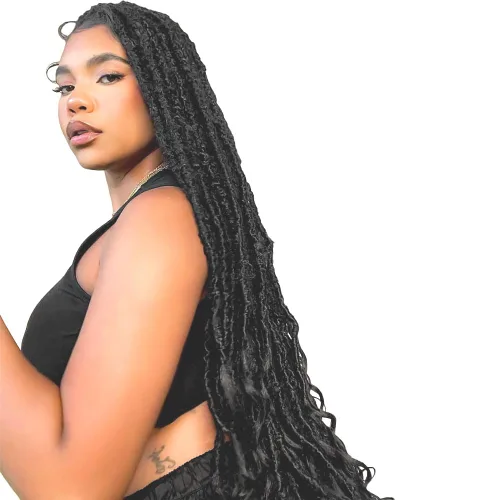 Miniatura 25 de Niseyo Wild Locs - Rastas sintéticas desgastadas de 14 pulgadas con extremos rizados, 8 paquetes de cabello largo y suave con bucles preformados