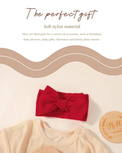 Miniatura 4 de jollybows 3 diademas con lazos para bebé, de nailon suave, para recién nacidos, niños pequeños, lindos lazos anchos y accesorios para el cabello
