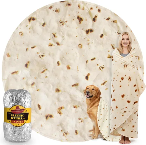 Zulay - Manta extra grande de tortilla de burritos, envuélvete como un taco gigante. Manta novedosa de doble cara, divertida y ultra acogedora,