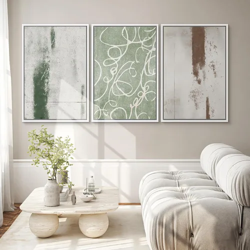 Miniatura 54 de SIGNWIN Lienzo enmarcado para pared, arte con pinceladas de flujo neutro en tonos beige abstractos, ilustraciones, arte moderno, decorativo