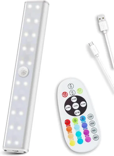 Luces RGB de control remoto para debajo del gabinete, iluminación recargable, 48 luces LED inalámbricas para encimera de cocina, luz de armario,