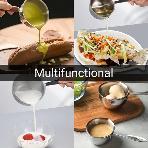 Miniatura 6 de Calentador de mantequilla de acero inoxidable, olla calentadora de leche con boquillas de vertido, mini olla de fusión de chocolate para café, té