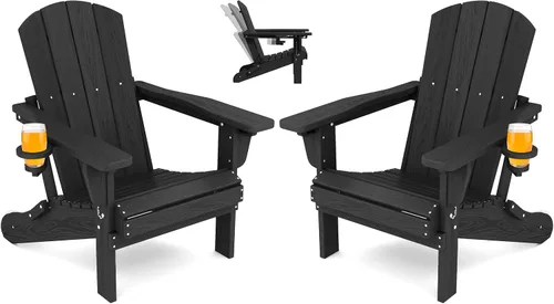 Miniatura 37 de SERWALL Silla Adirondack plegable ajustable, silla Adirondack reclinable con portavasos, Aruba