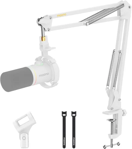 Miniatura 10 de MAONO Brazo articulado para micrófono: Brazo de micrófono de suspensión metálica ajustable para podcast, juegos, transmisión, grabación