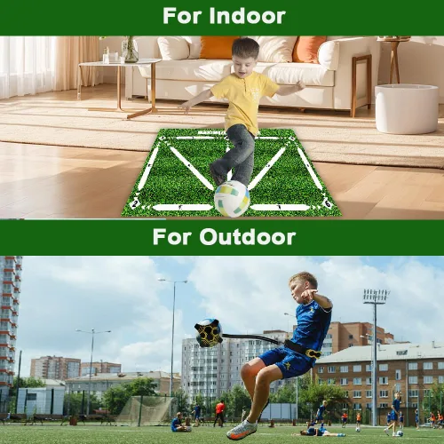 Miniatura 8 de Tapete de entrenamiento de pasos de fútbol, 35 x 24 pulgadas, tapete de fútbol con bolsa de almacenamiento y red de entrenamiento de retorno,