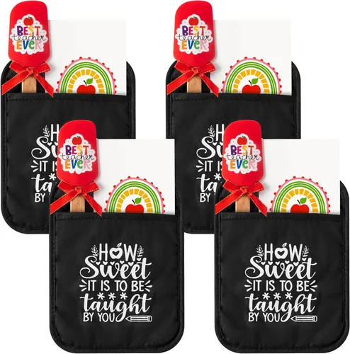 Miniatura 7 de R HORSE Juego de regalo de soporte para ollas para profesores, bolsa divertida para galletas, guante de horno resistente al calor con espátula