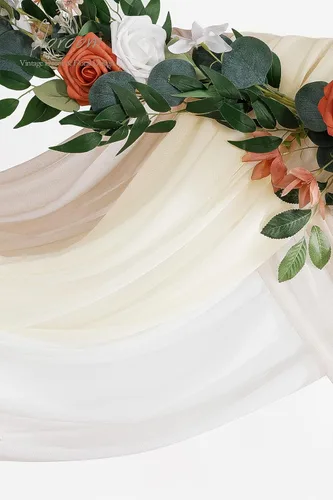 Miniatura 6 de Floroom Tela drapeada para arco de boda, 3 paneles de tela de gasa de 20 pies, cortinas de cenador, ceremonia de boda, recepción, decoración