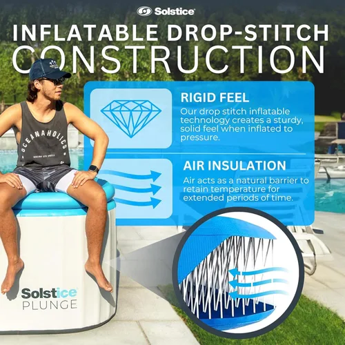 Miniatura 3 de SOLSTICE Bañera fría para 1-2 personas, bañera inflable con tapa aislada, capacidad de 100 galones, incluye bomba, interior espacioso de 30 pulgadas