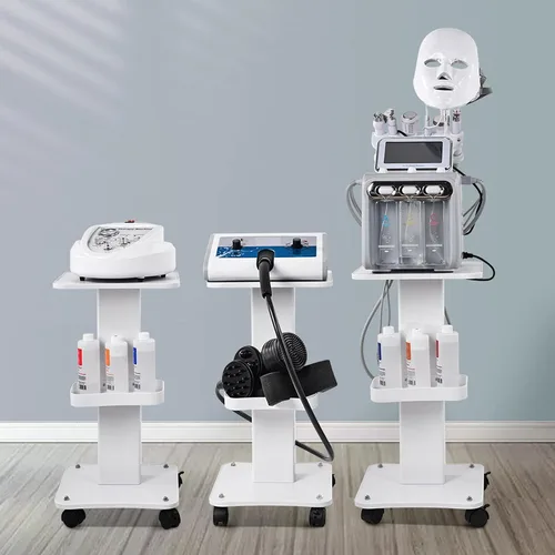 Miniatura 8 de Carrito de belleza con ruedas, carrito de aluminio de 3 niveles, peluquería, salón de spa, máquina de terapia al vacío, carga de 135 libras, 26.7 x