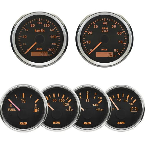 Miniatura 2 de Kus Gauge Set Velocímetro GPS 124.3 mi/h Tacómetro 8000RPM Nivel de combustible 0-190ohm Temperatura del agua 104.0-248.0 °F Presión de aceite