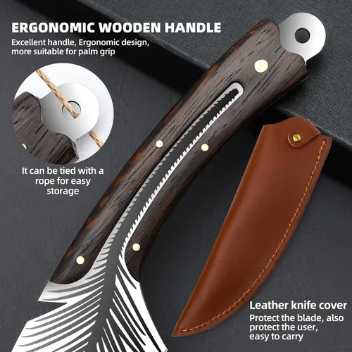 Miniatura 5 de Cuchillos de chef profesionales, cuchillo de deshuesado de plumas afiladas con vaina, cuchillo de chef de acero de alto carbono, cuchillo