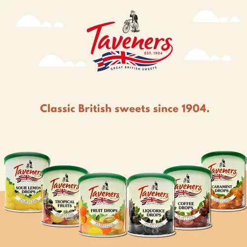 Miniatura 6 de Taveners - Gotas de frutas tropicales, surtido de dulces dulces, dulces duros de frutas tropicales en lata, dulces británicos, dulces tradicionales