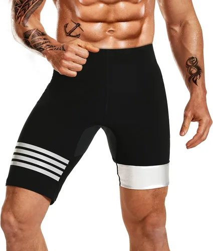 Pantalones deportivos de sauna para hombre, pantalones de compresión, leggings atléticos, traje de sauna para entrenamiento Pantalones cortos Silver