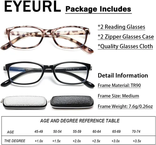Miniatura 5 de EYEURL Gafas de lectura para mujer, con bloqueo de luz azul, paquete de 2 lentes ligeros para computadora + 3.5 lentes de bloqueo de deslumbramiento