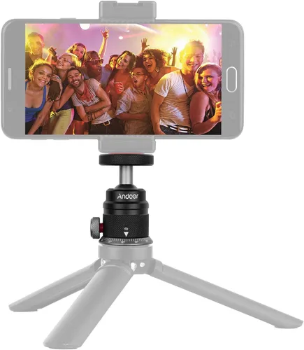 Miniatura 6 de Andoer DSLR - Cabezal de bola de trípode de aleación de aluminio, montaje panorámico de 360° giratorio de 180° con base escalada, montaje universal