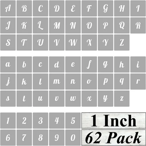 Miniatura 9 de Plantillas de letras del alfabeto de 3 pulgadas para pintar, paquete de 62 plantillas de letras y números para pintar sobre madera, plantillas