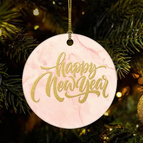 Cheyan Divertido Feliz Año Nuevo Navidad Porcelana Ornamento Decoración para el Hogar Colgantes de Navidad Colgantes de Mármol Impreso Árbol de