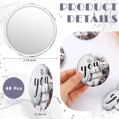 Miniatura 2 de Tradder 48 piezas de 2.76 pulgadas, mini espejo compacto inspirador a granel para maquillaje, monedero de bolsillo para mujeres, día de la madre