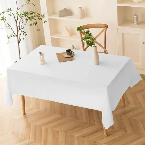 Miniatura 3 de Mantel rectangular de 60 x 102 pulgadas, color blanco, 1 paquete de manteles para 6ft, resistentes a las manchas, decorativo, lavable, de poliéster