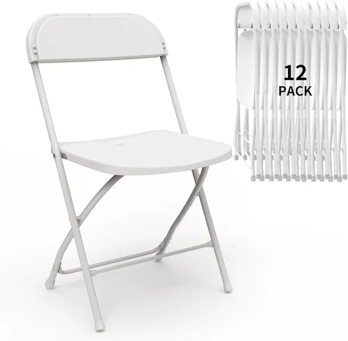 Miniatura 19 de SHGJ&SOFT Juego de 2 sillas plegables con asientos y respaldos acolchados, silla con marco de metal negro para interiores y exteriores, oficina