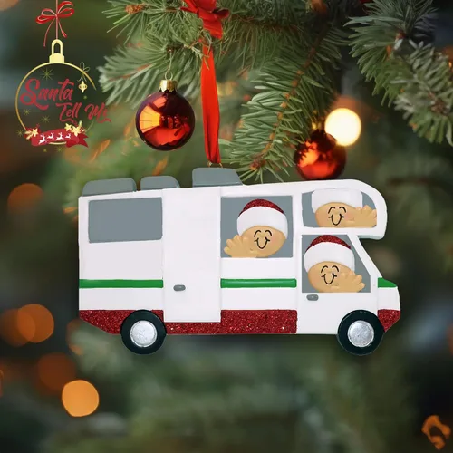 Miniatura 4 de Adorno de Navidad familiar personalizado para caravana 2025 – Decoración personalizada para caravana, autocaravana o remolque de viaje – Regalo