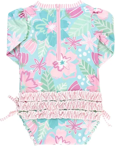 Miniatura 5 de RuffleButts - Traje de baño de manga larga, de una pieza, para bebéniñas, con protección solar UPF 50+