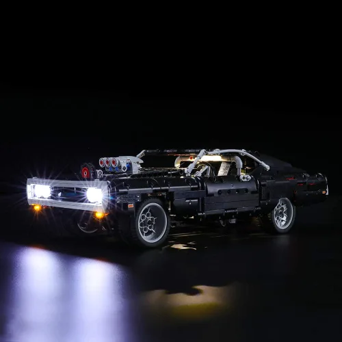 Miniatura 2 de BRIKSMAX - Kit de iluminación LED para Dodge Charger Technic Fast & Furious Dom, compatible con el modelo de bloques de construcción Lego 42111,