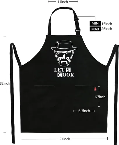 Miniatura 4 de Kaidouma Delantales de cocina divertidos para hombres - A cocinar - Delantales de chef de cocina para hombres en negro, divertidos, para parrilla