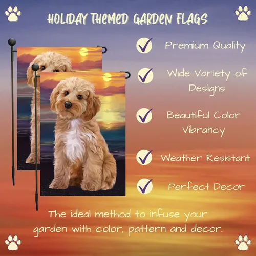 Miniatura 3 de Doggie of the Day GFLAG61906 - Banderas de jardín con diseño de cacapoo al aire libre, doble cara, para jardín, porche, césped, primavera, banderas