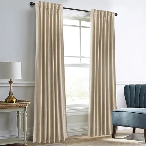 Dreaming Casa Cortinas de terciopelo para oscurecer la sala de estar, con aislamiento térmico, bolsillo para barra, pestaña trasera, cortina de Camel
