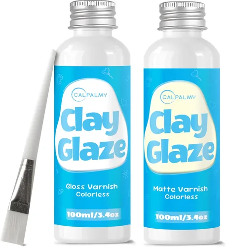 Miniatura 8 de CALPALMY Esmalte de arcilla de secado al aire brillante de 3.4 fl oz con 29 piezas de herramientas de arcilla, sellador de barniz de arcilla