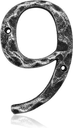 Miniatura 13 de Números de casa de 5.5 pulgadas, número único de dirección de metal de hierro fundido para puerta exterior o delantera, acabado plateado antiguo