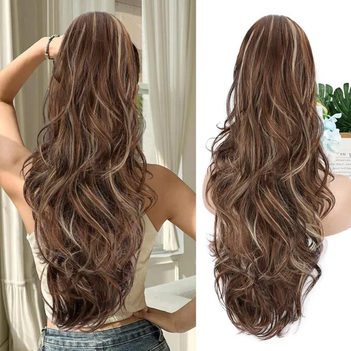Miniatura 9 de Extensión de cola de caballo rubio, extensión de cola de caballo con cordón de 20 pulgadas para mujeres, extensiones de cabello de cola de caballo
